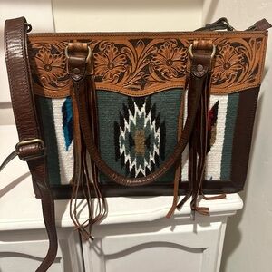 Leather and horse blanket western bag
